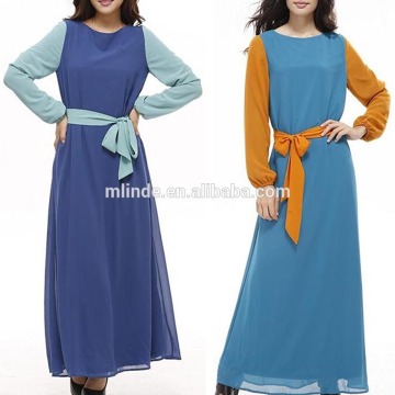 Islamic Clothing Muslim Dress Women's Chiffon Patchwork Abaya Islamic Maxi Muslim Long Kaftan Dress