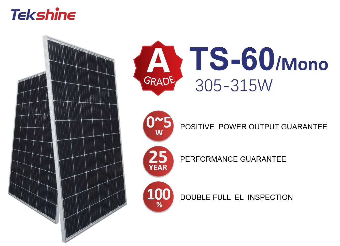 tekshine high electric 305w 310w 315w 60 cells monocrystalline sunpower solar panel