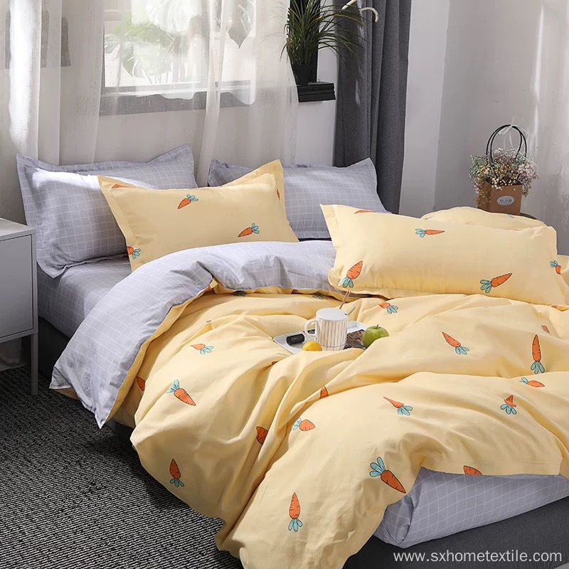 Printed Polyester Duvet Cover Bedsheet Bedding Set