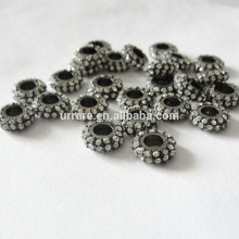 Gunmetal Black Crystal Rhinestone 12MM Flat Round Big Hole Beads