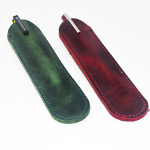 Genuine Leather Simple Pen Pouch - Vintage Crazy Horse Leather Pencil Case
