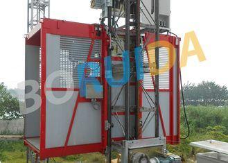 Red Construction Material Hoist Single Cage , Electric Ladd