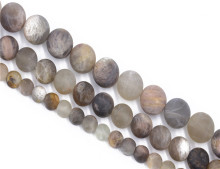 Loose Gemstone Bead Strands Black Sunstone Matte Beads Natural Jewelry Making Beads