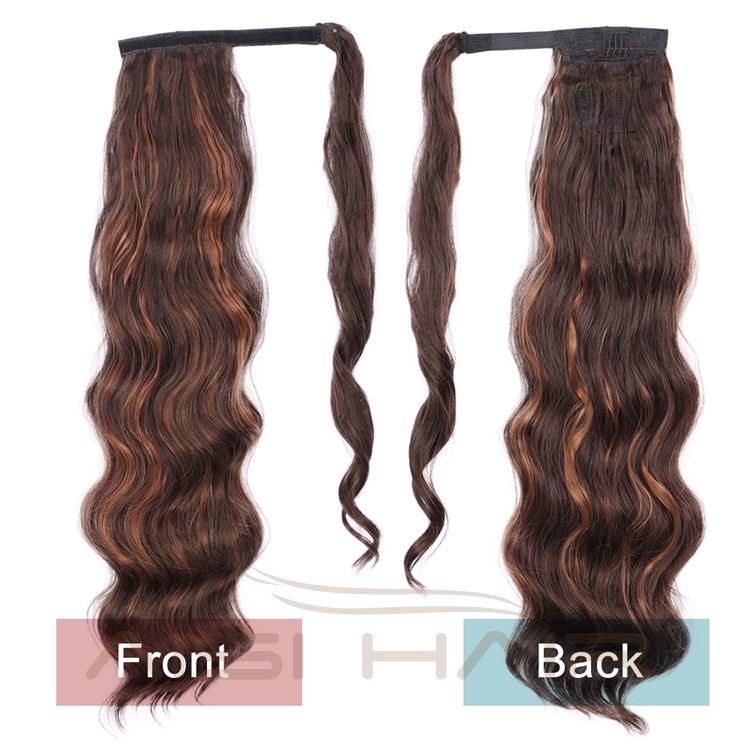Cheap African Heat Friendly Resistant Brown Long Curly Ponytail Warp Synthetic Extension Braid Hair For Women