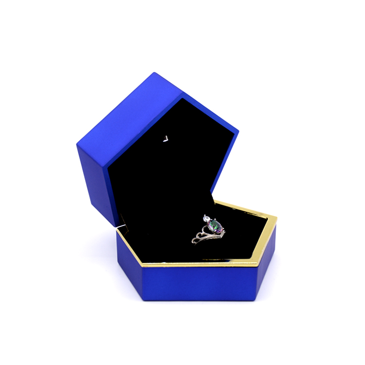 Fashion classic luxury customized jewelry boxes different sizes blue box led jewelry ring box empty