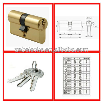 Euro profile brass lock cylinder