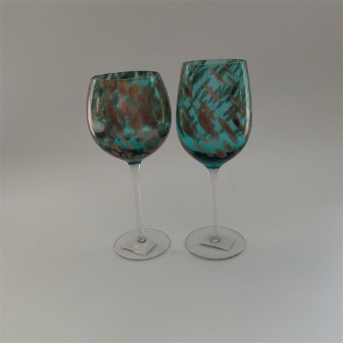 Factory price swirled blue and gold glass drinkware