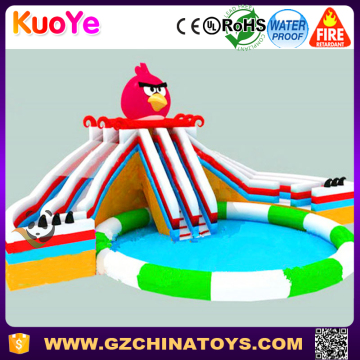 adult inflatable bird angry water park with fun pool slide