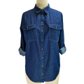 Button Front Flap Pocket Denim Shirt