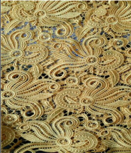 Bright Yellow Polyester Embroidery Farbic with Fancy Design for Garment