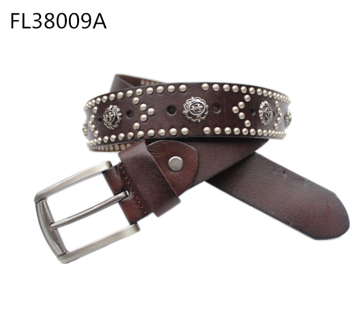 Alloy pin buckle casual rivet flower decorative belt