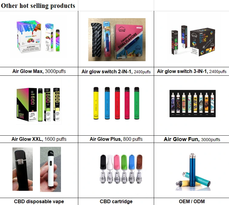 Popular Disposable Vape Air Glow Plus About 800puffs Top Quality Mint Flavor Good Price OEM Service Manufacturer