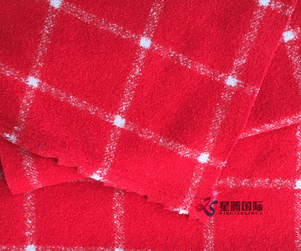 Red Check 80% Wool 20% Nylon Fabric