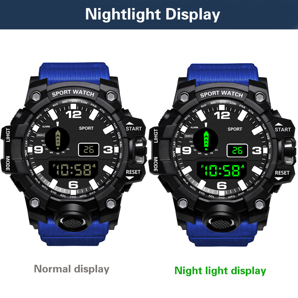 HONHX FN70 Digital Outdoor Electronic Watches Sports Military Wristwatch Men Silicone Watch