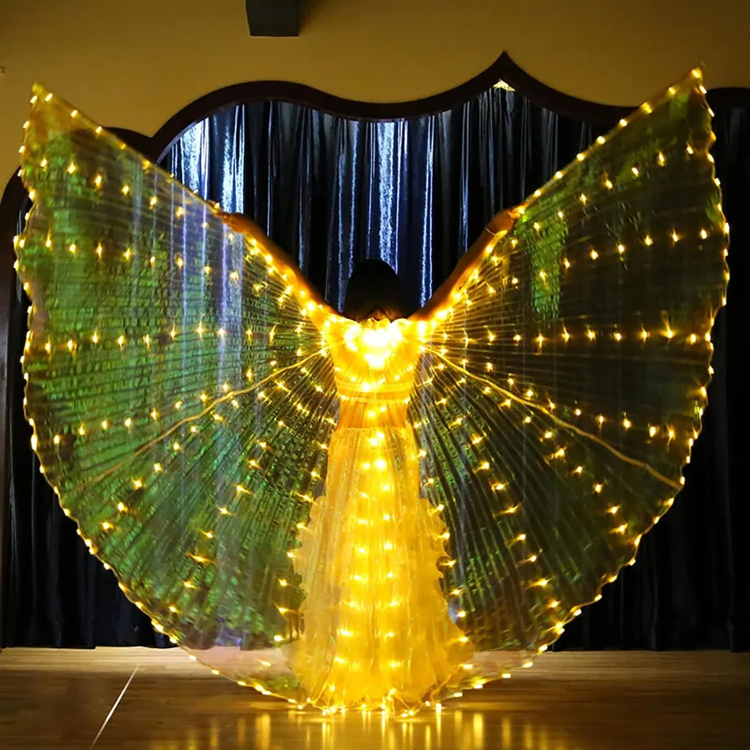 Light up LED Isis Wings Belly Dance Carnival Rave Costumes Outfitsfor Women Adults for Christmas Halloween Party