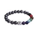 Pulsera de hematita de cristal de Chakra 7 piedras preciosas de budismo y Buda de aleación