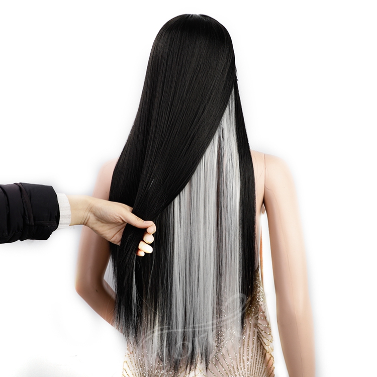 Synthetic Top Quality Wig Vendor Heat Resistant Highlinght Ombre Long Straight Lace Frontal Synthetic Hair Wigs Free Sample