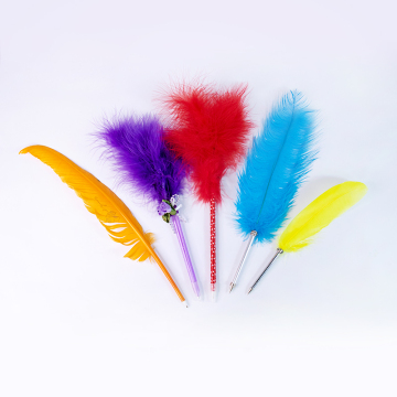 Multi-Colored Fluffy Feather Quill Pens - Custom Business Promotion Gifts