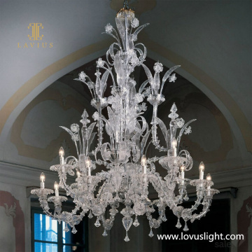 Large hotel lobby chandelier White light luxury flower shape candle chandelier