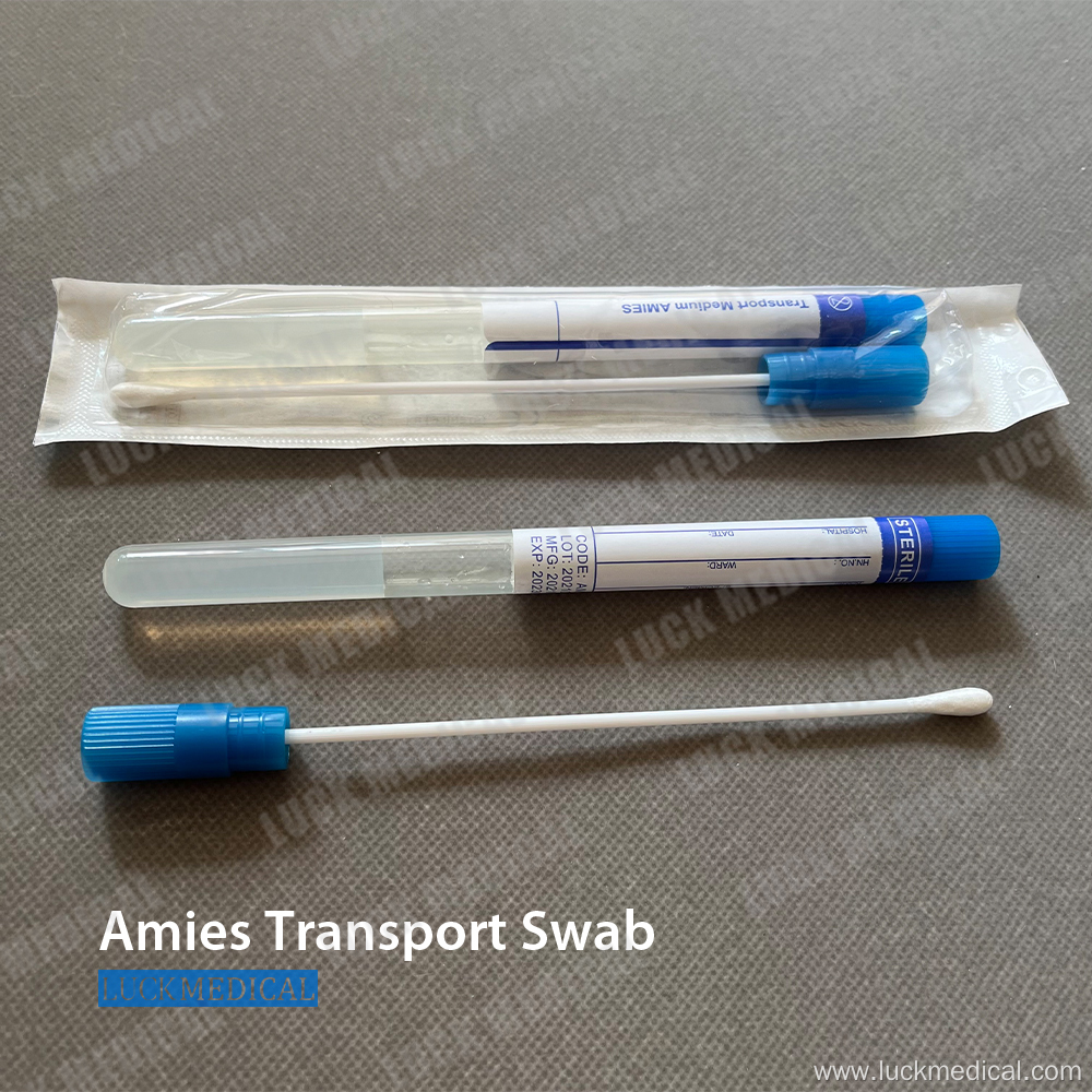 Transport Swab Tube Wooden Stick Cotton Tip CE