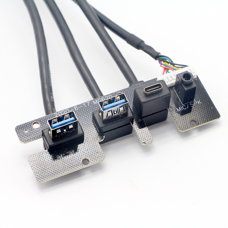 Bofan Audio Mic Dual USB 3.0 Ports PC Computer Case Front Panel USB Power Switch Cable Main board cable