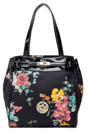 Fashionable Women Brand Cotton / PU Carry-on Single-Shoulder Handbag (FW7)