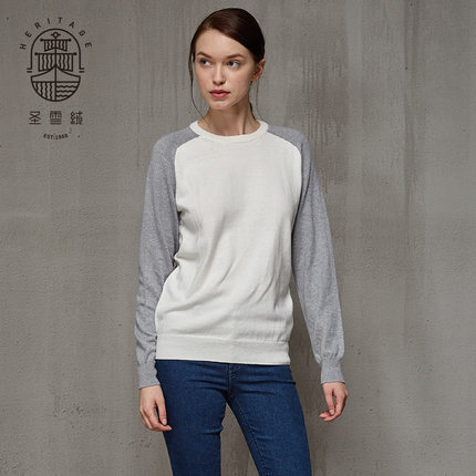 Womens crew neck cotton cashmere sweater