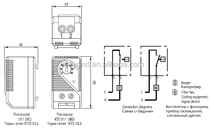 KTO011 KTS011 Small digital compact thermostat