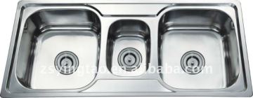 kitchen three bowl sink