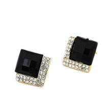 Black zircon crystal earrings