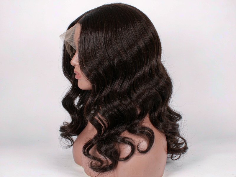 Medium Brown Long Straight Wig 100% Human Hair