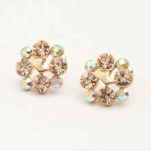 Colored diamond stud earring Gold plated earring with zircon
