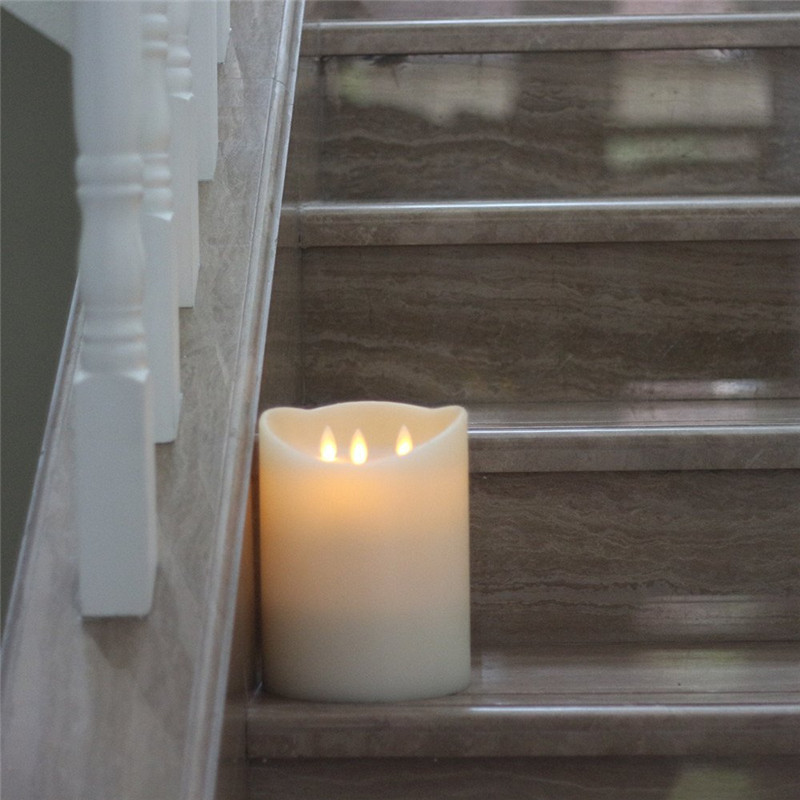 3 Wick Battery Operated Led Flameless Pillar Candles