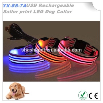 Sailor Print usb rechargeable pink floyd dog collar with electric led dog collar
