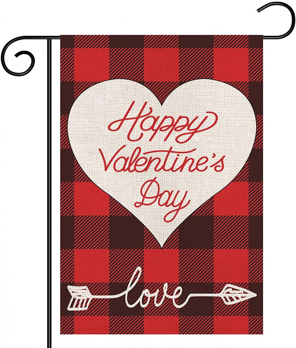 Valentines Buffalo Έλεγχος Plaid Garden Σημαία