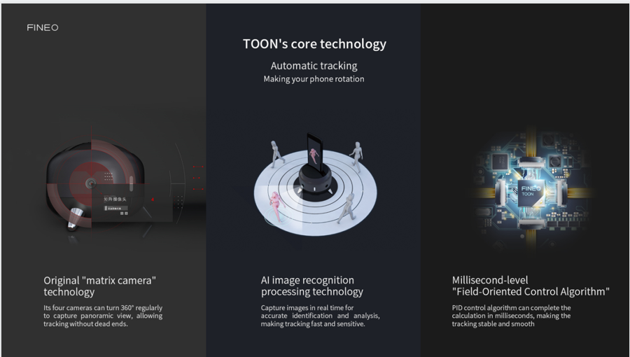 FINEO TOON Mini Stabilizer for Smartphone 360 degree follow-up shooting
