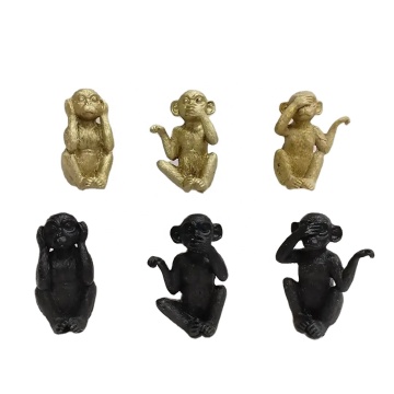 Hand Carved Rustic Monkey Statue - Adorable and Naughty Resin Home Decoration