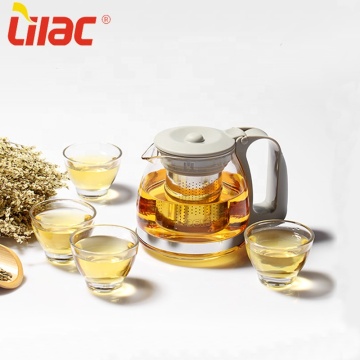 Lilac 700ml+70ml*4 chinese Clear glass tea pot set