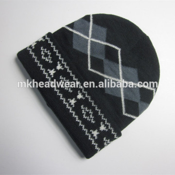 Custom Mens Acrylic Jacquard Cuff Hat