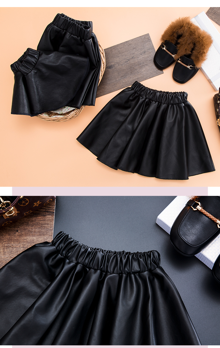 Toddler Kids Baby Girls Cute PU Leather Skirts