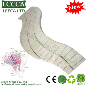 Curved flamed mesh paving stone