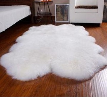 Sheepskin rug Long hair rug White and Black rug