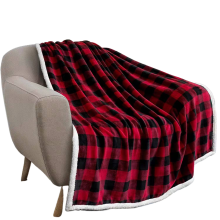 Red and Black Plaid Sherpa Throw Blanket
