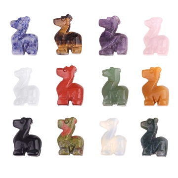 Gemstone Engraved Deerlet Pendant Ornament Natural Stone Carving Deer 1.0Inch Fawn & Deerlet Handmade Craved Animal Ornament