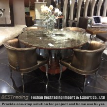 black round marble top stainless steel dining table