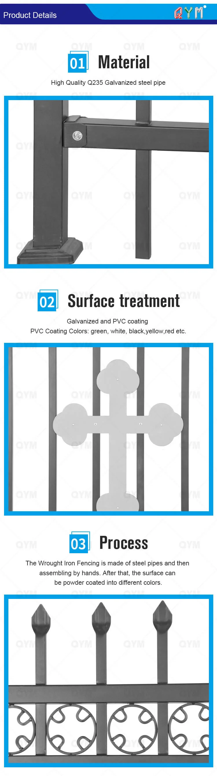 High Quality Picket Welded Fence White Garden Picket Fence PVC