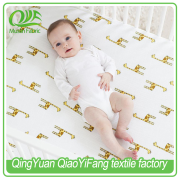 High quality organic cotton bamboo printed muslin baby changing pad cover, cot sheet