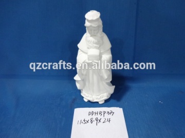 unpainted ceramic nativity set