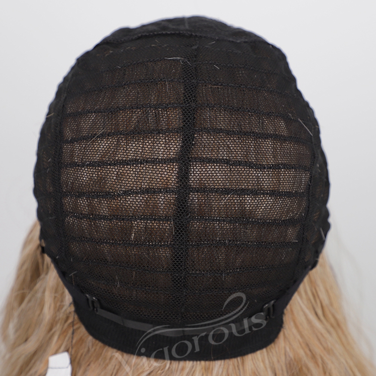 Top Quality Cheap Wholesale Vendor Heat Resistant Synthetic Fiber Lace Hair Wig Ombre Brown Dark Root Curly Long Body Wavy Women