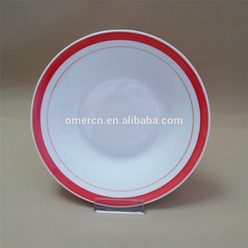 wholesale ceramic dinner plates/ ceramic dinner plates with Red Glazed Edge